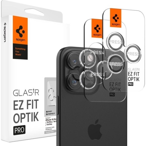 Image of Szkło na aparat Spigen Glas.tR Ez Fit Optik Pro 2-Pack do iPhone 15 Pro / 15 Pro Max / 14 Pro / 14 Pro Max, przezroczyste
