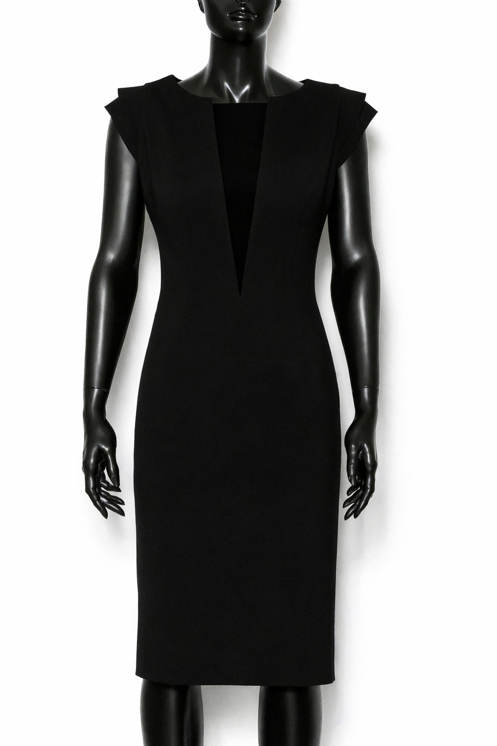 Sukienka czarna z wstawką V z szyfonu