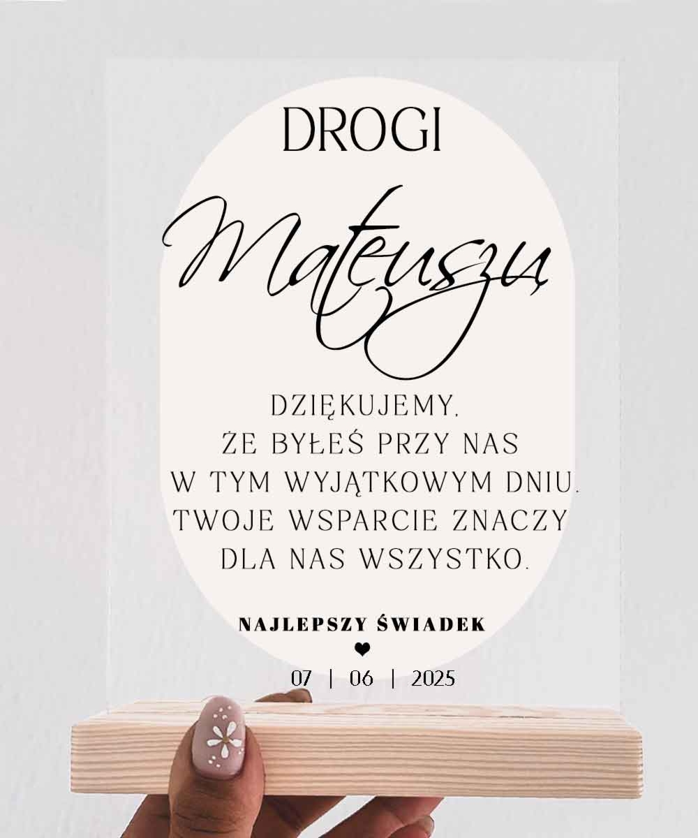 Prezent podziękowania dla Świadka z personalizacją - Statuetka