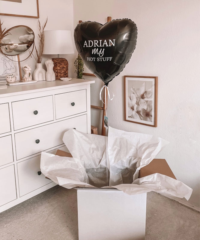 Balon czarne serce z helem - Hot Stuff