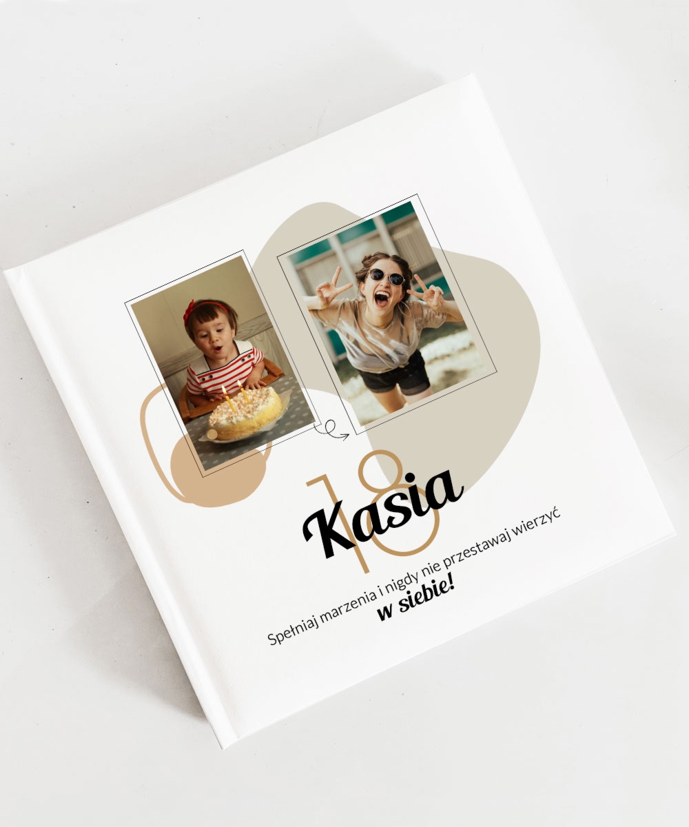 Prezent na 18 ze zdjęciem z dzieciństwa - personalizowany album