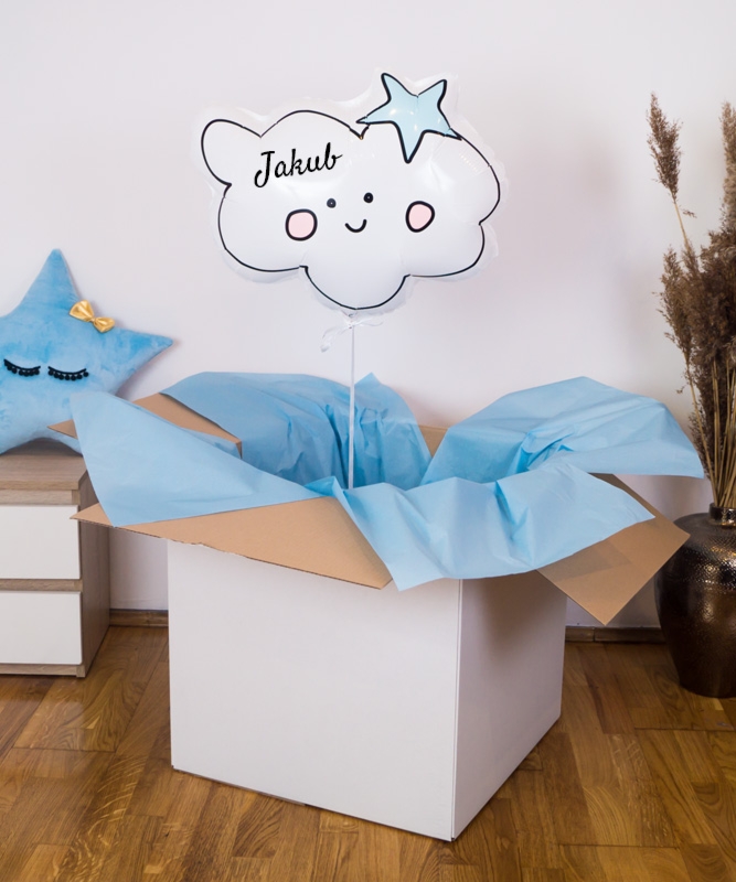 Personalizowany balon z helem - niebieska chmurka marzeń