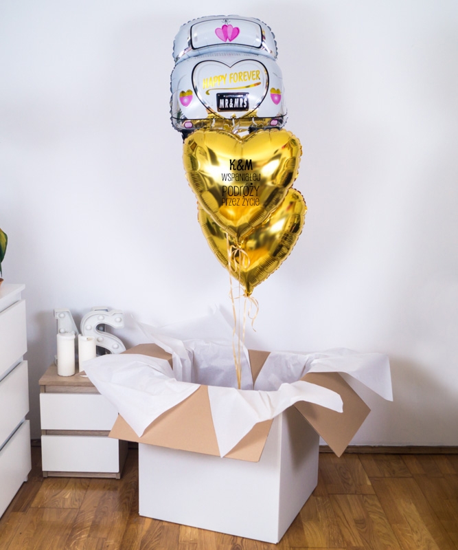 Balony z helem dla młodej pary - Wspaniałej Podróży