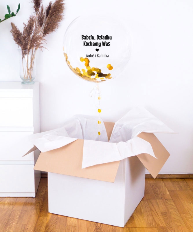 Wielki balon kula w pudełku dla dziadków - Kochamy Was