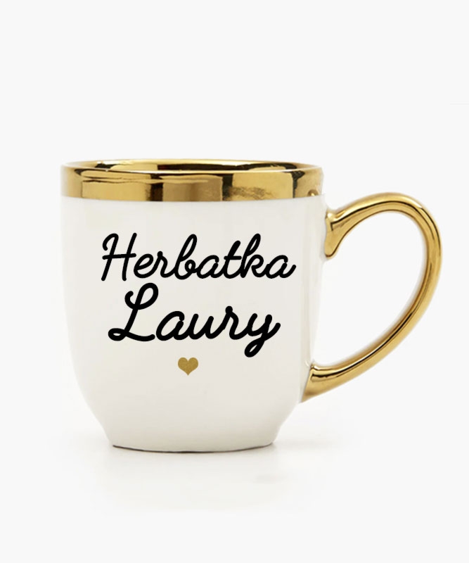 Kubek na herbatę z imieniem GOLD - praktyczny prezent dla niej