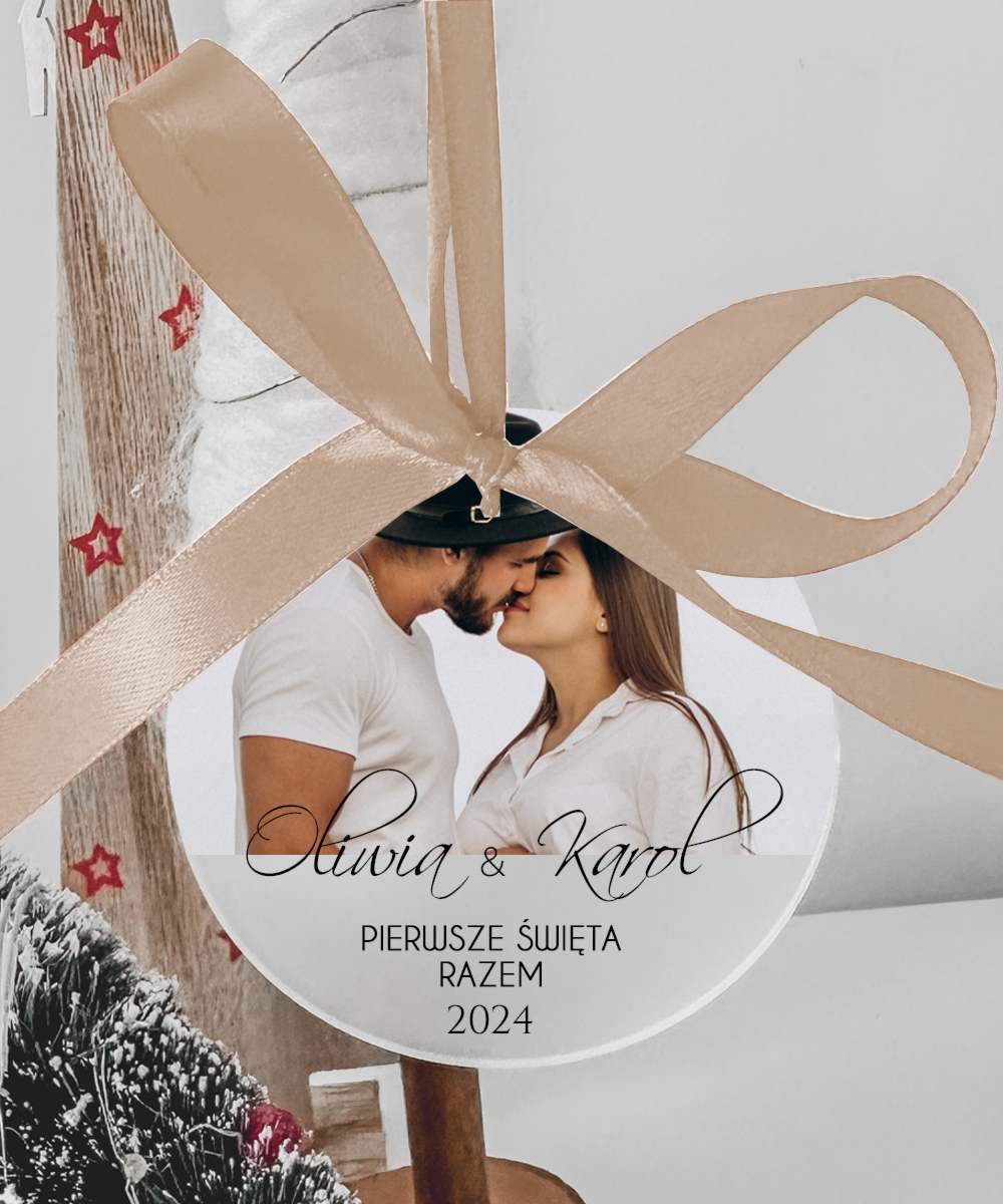 Bombka na pamiątkę pierwszych świąt dla pary + zdjęcie