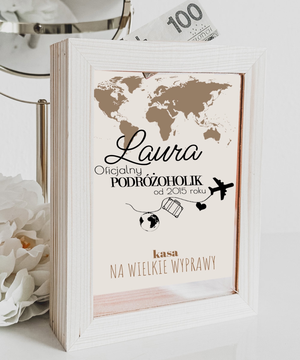 Skarbonka dla podróżnika na prezent - PODRÓŻOHOLIK