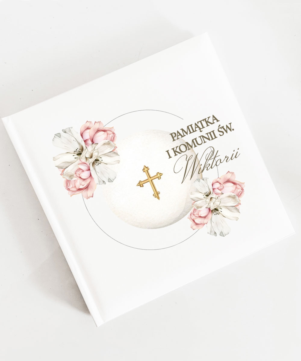 Album z nadrukiem z okazji I Komunii Świętej - Flowers