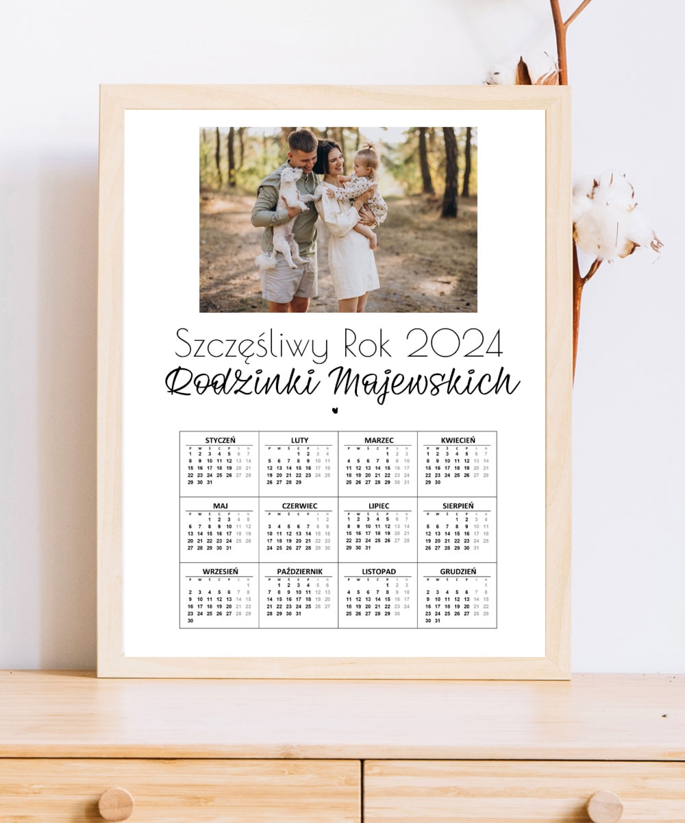 Stylowy kalendarz ścienny ze zdjęciem na prezent - Szczęśliwy Rok