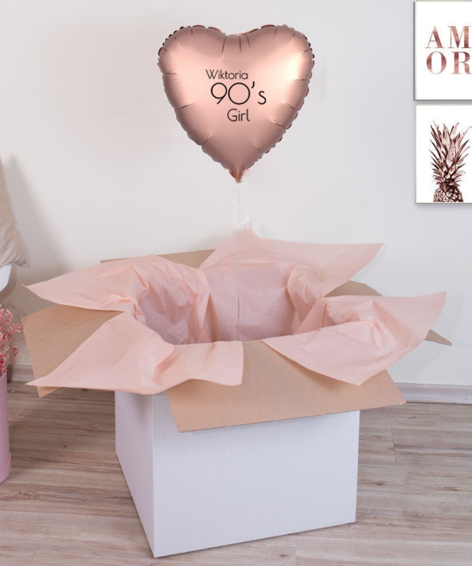 Balon serce różowe złoto z helem na prezent - 90's Girl