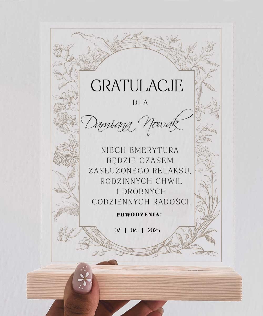 Prezent na emeryturę – elegancka statuetka z vintage ramką