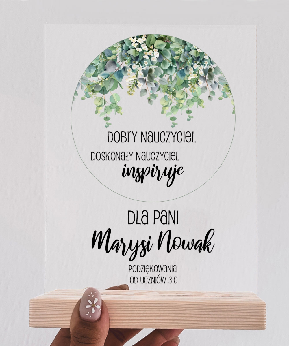 Pamiątkowa statuetka dla nauczyciela - dobry nauczyciel uczy doskonały inspiruje