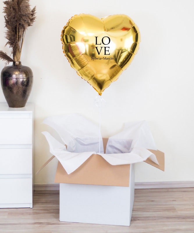 Balony złote serce gigant z helem - LOVE