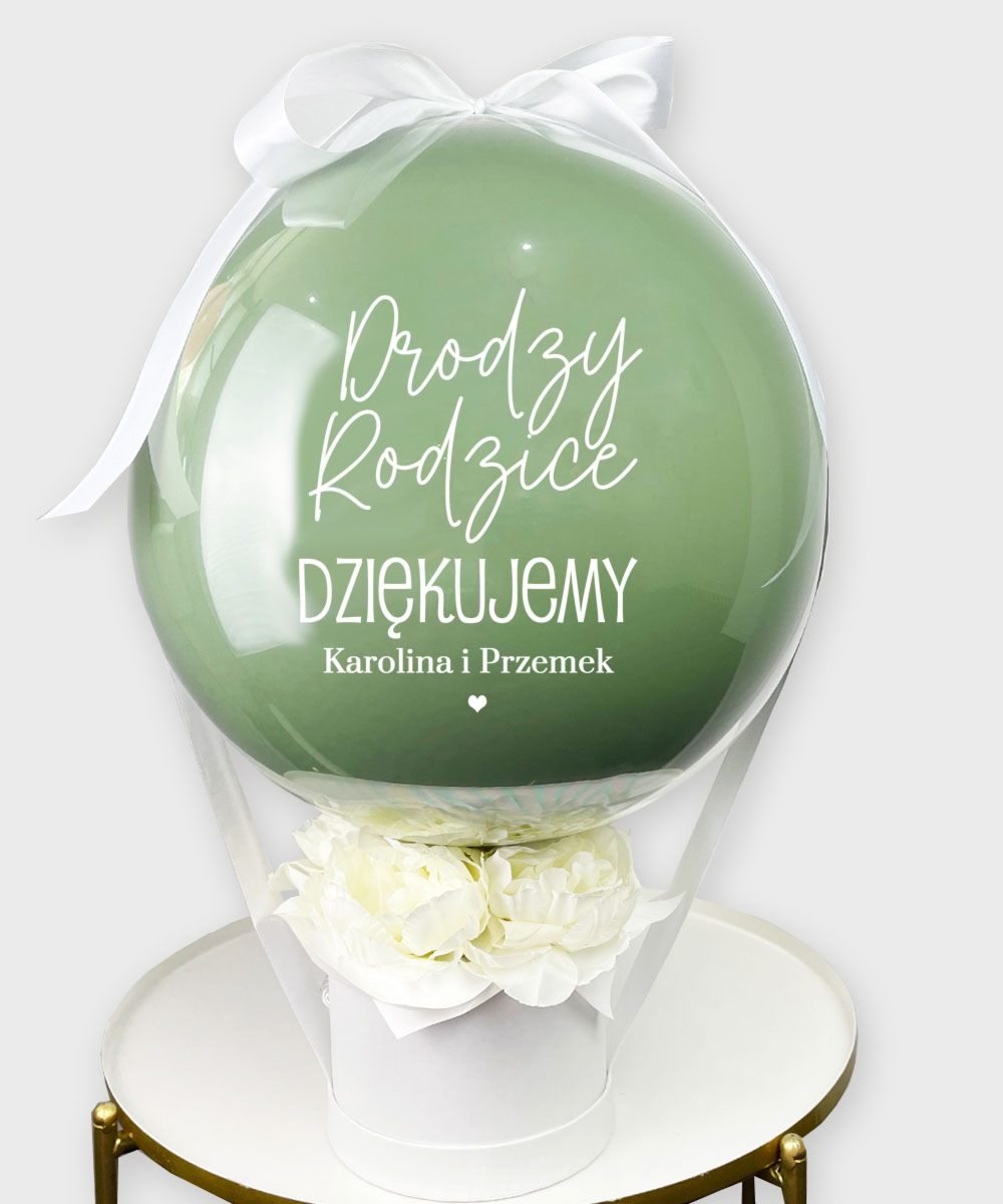 Podziękowania dla rodziców box z balonem i personalizacją - EUKSLIPTUS