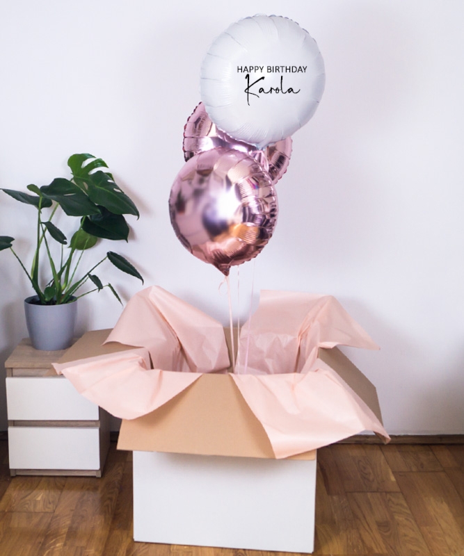 Balony z helem w pudełku na urodziny - Happy B-day