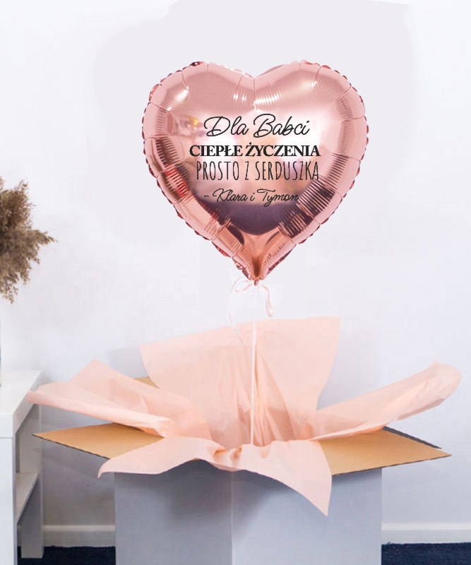 Balon dla babci w pudełku Prezent - Ciepłe życzenia