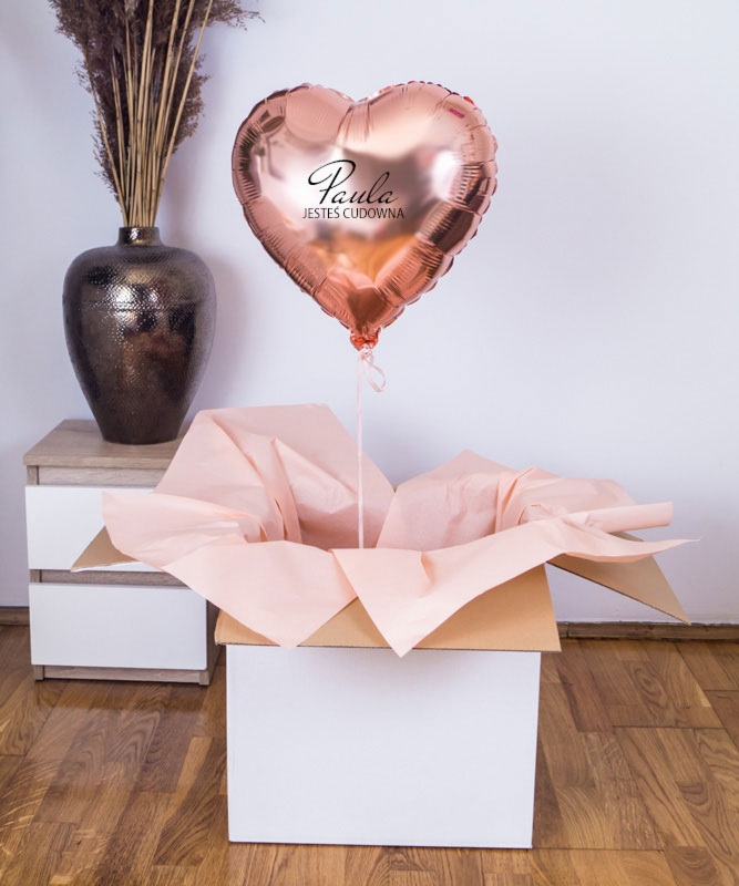 Balon serce różowe złoto na prezent - Jesteś Cudowna