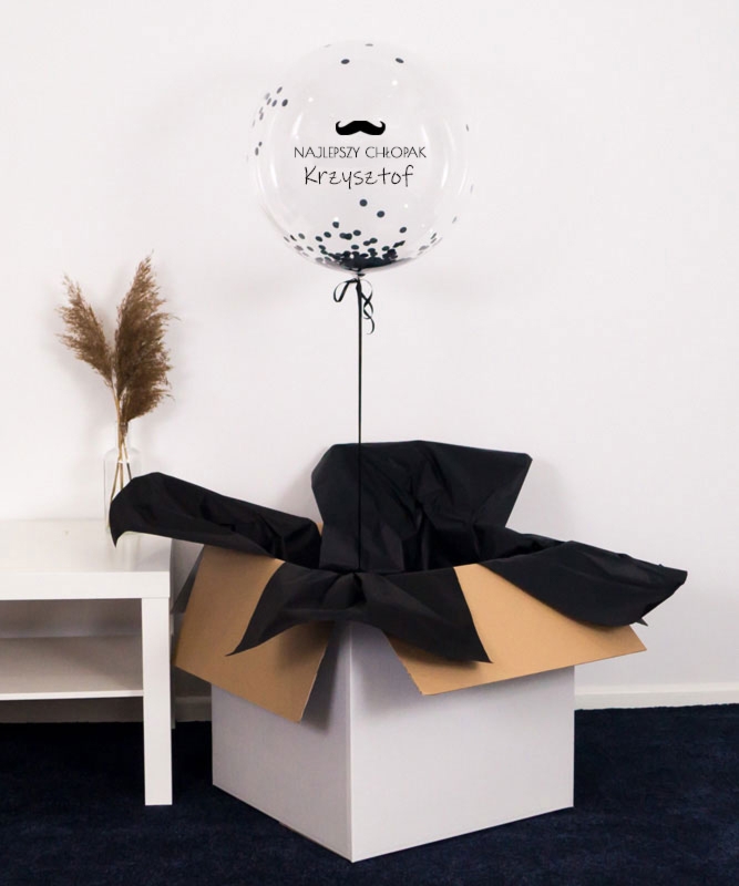 Ogromny balon z helem - kula z konfetti dla najlepszego chłopaka