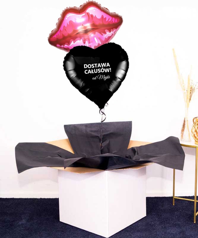Prezent dla faceta - balony z helem w pudełku Całusy