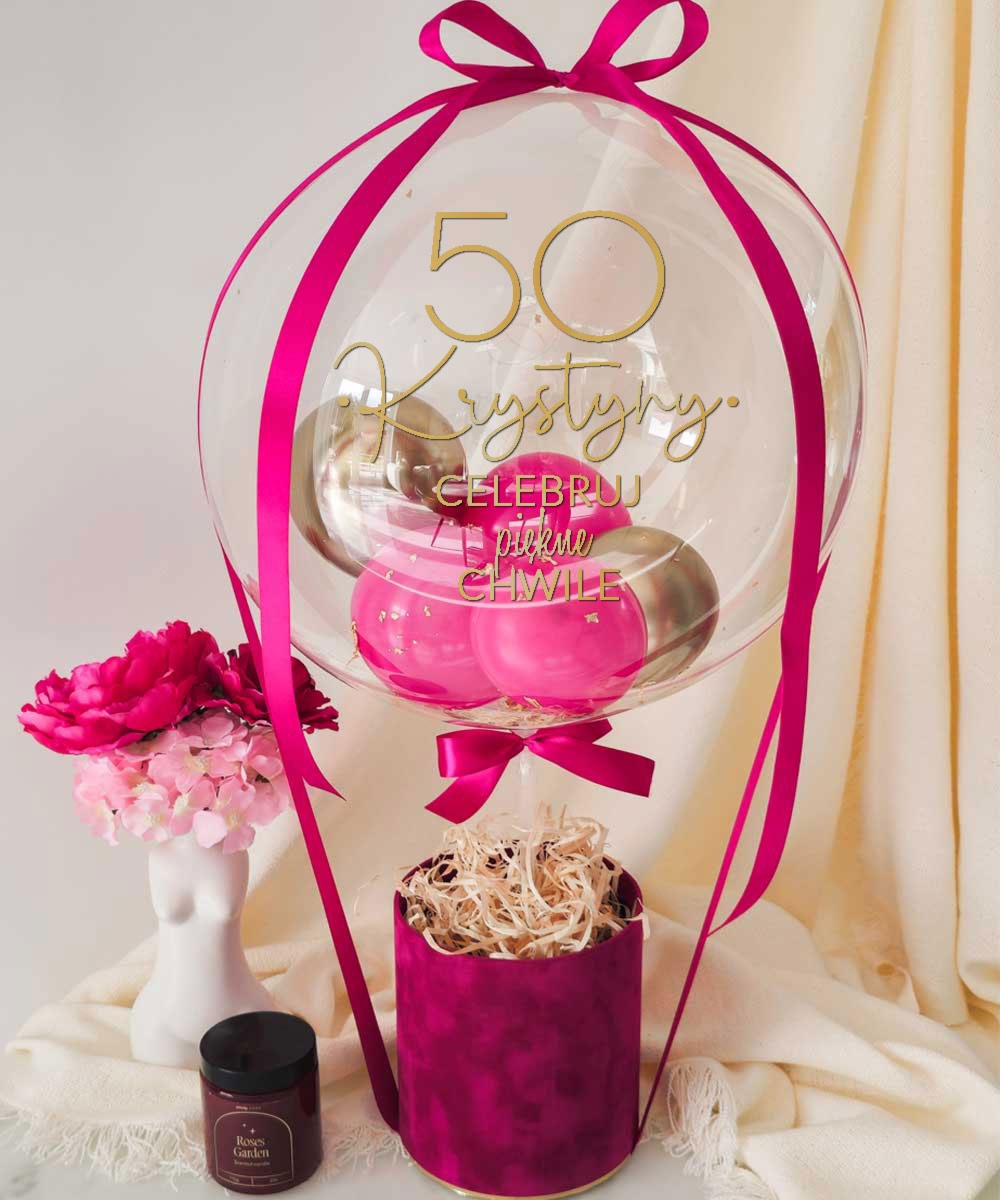 Prezent na 50 urodziny dla kobiety - Amarantowy BalonBox