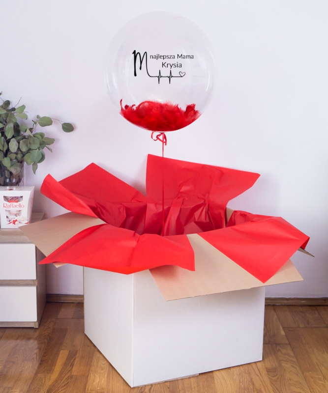 Wielki balon z helem w pudełku - Najlepsza Mama