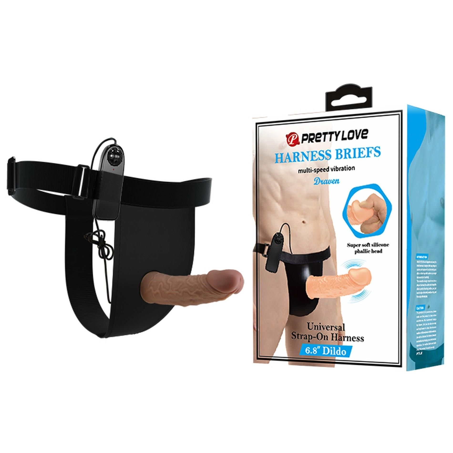 Proteza Penisa Strap-on Harness Briefs- Draven Strap-on 6 Pretty Love Wibrujący | 100% ORYGINAŁ| DYSKRETNA PRZESYŁKA