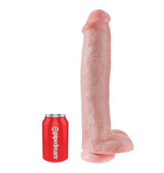 Potężne Dildo z Jądrami na Przyssawce 38cm Cielisty