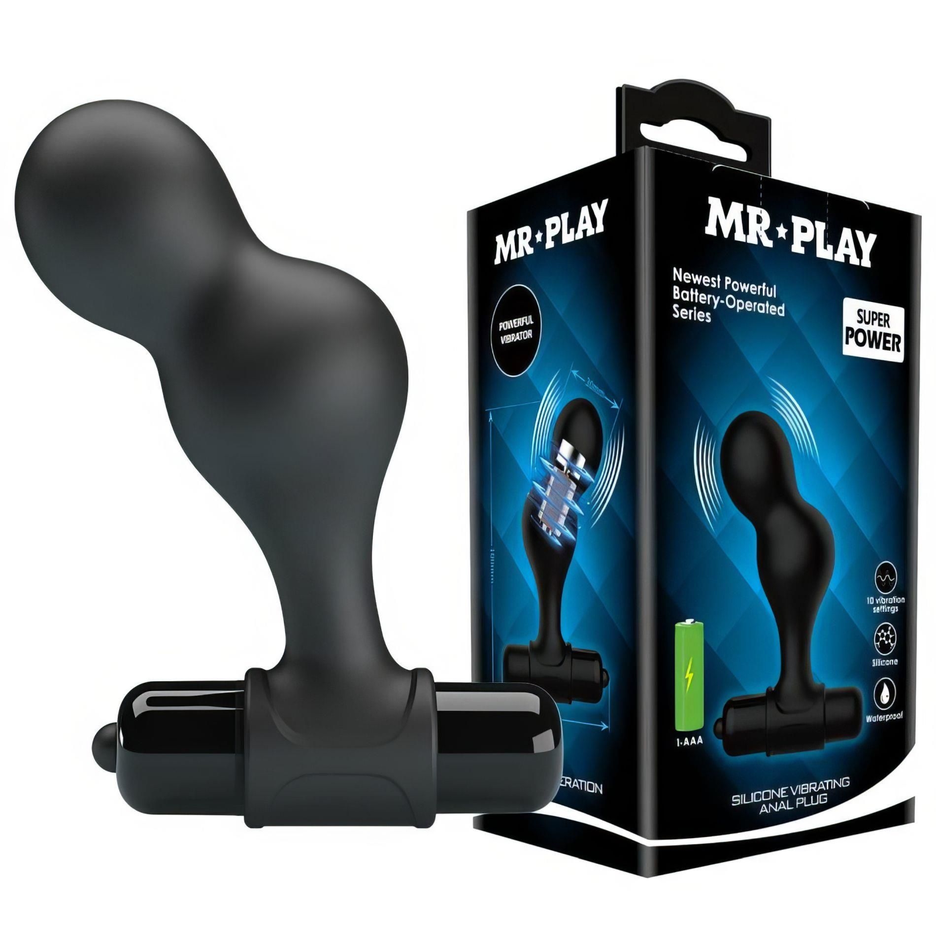 Korek Analny Silikon Mr. Play Silicone Anal Plug Pretty Love 10 Trybów Czarny | 100% ORYGINAŁ