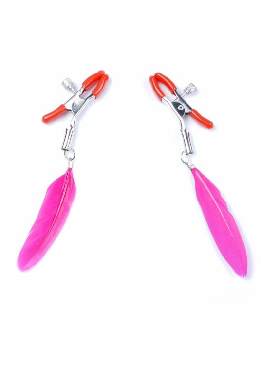 Regulowane Zaciski na Sutki z Piórkami Różowy