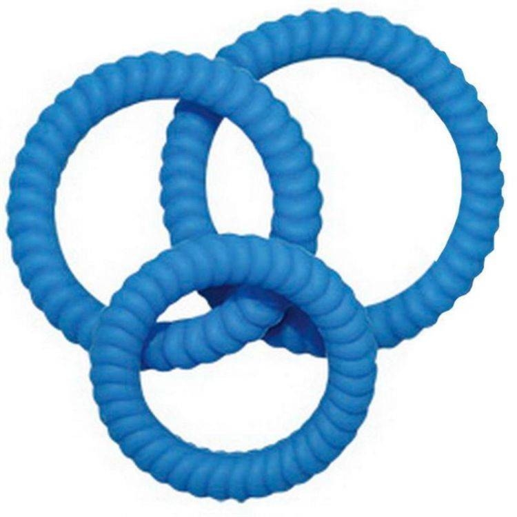 Zestaw Pierścieni Niebieskich Żebrowanych 3 szt. | 100% ORYGINAŁ