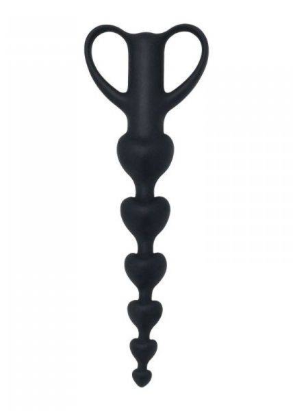 Silikonowe Koraliki Analne Serduszka Czarny