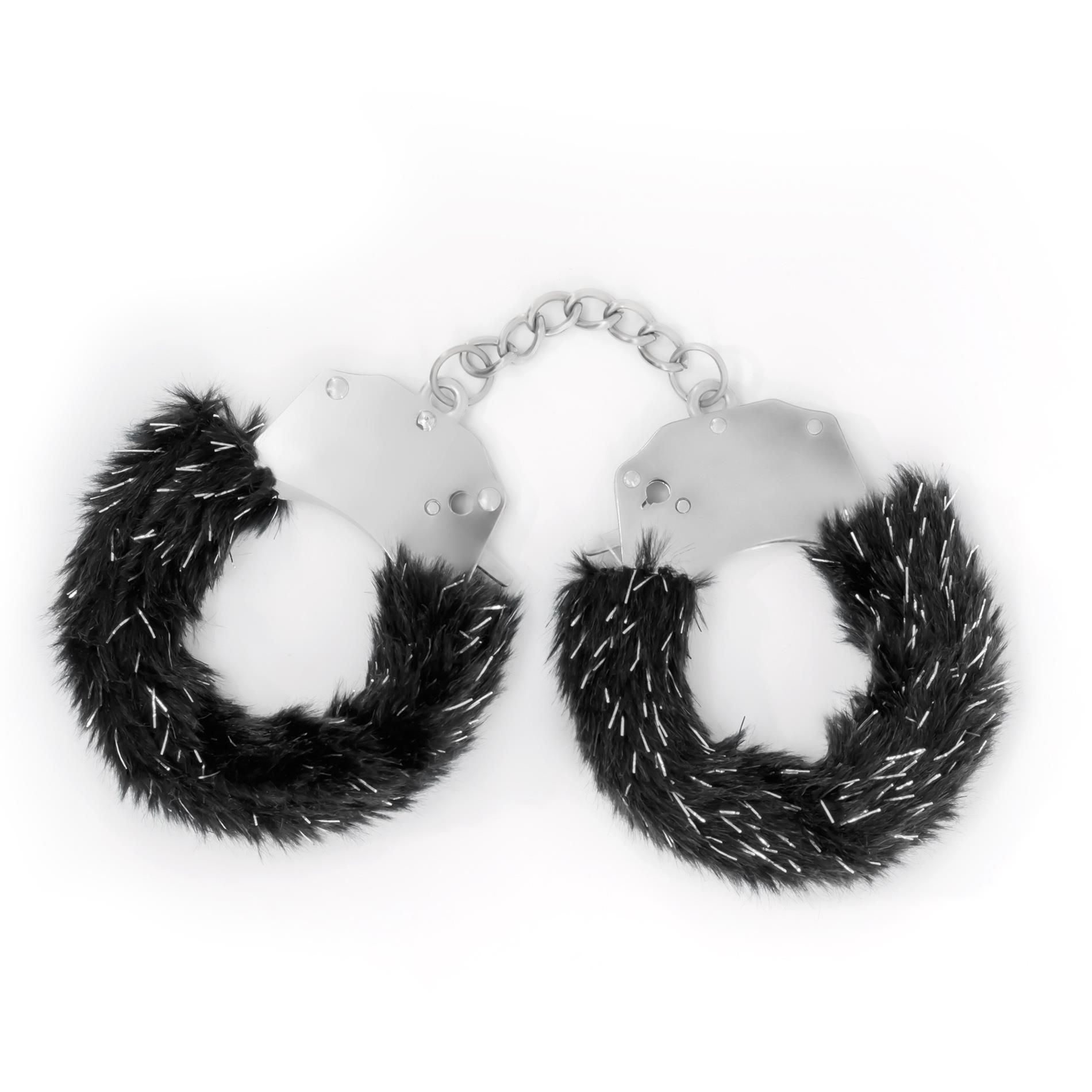 Kajdanki Bdsm Spangle Metal Cuffs With Plush Black Crushious Czarny | 100% ORYGINAŁ