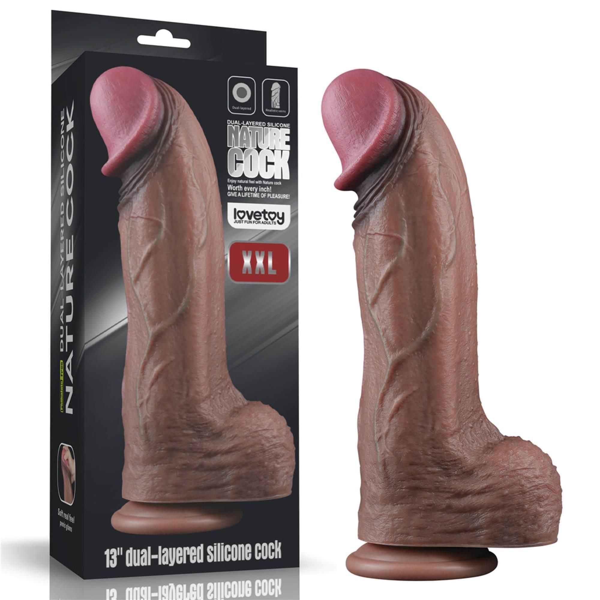 Dildo z Przyssawką Silikonowy "" Dual Layered Silicone Cock XXL Lovetoy | 100% ORYGINAŁ| DYSKRETNA PRZESYŁKA