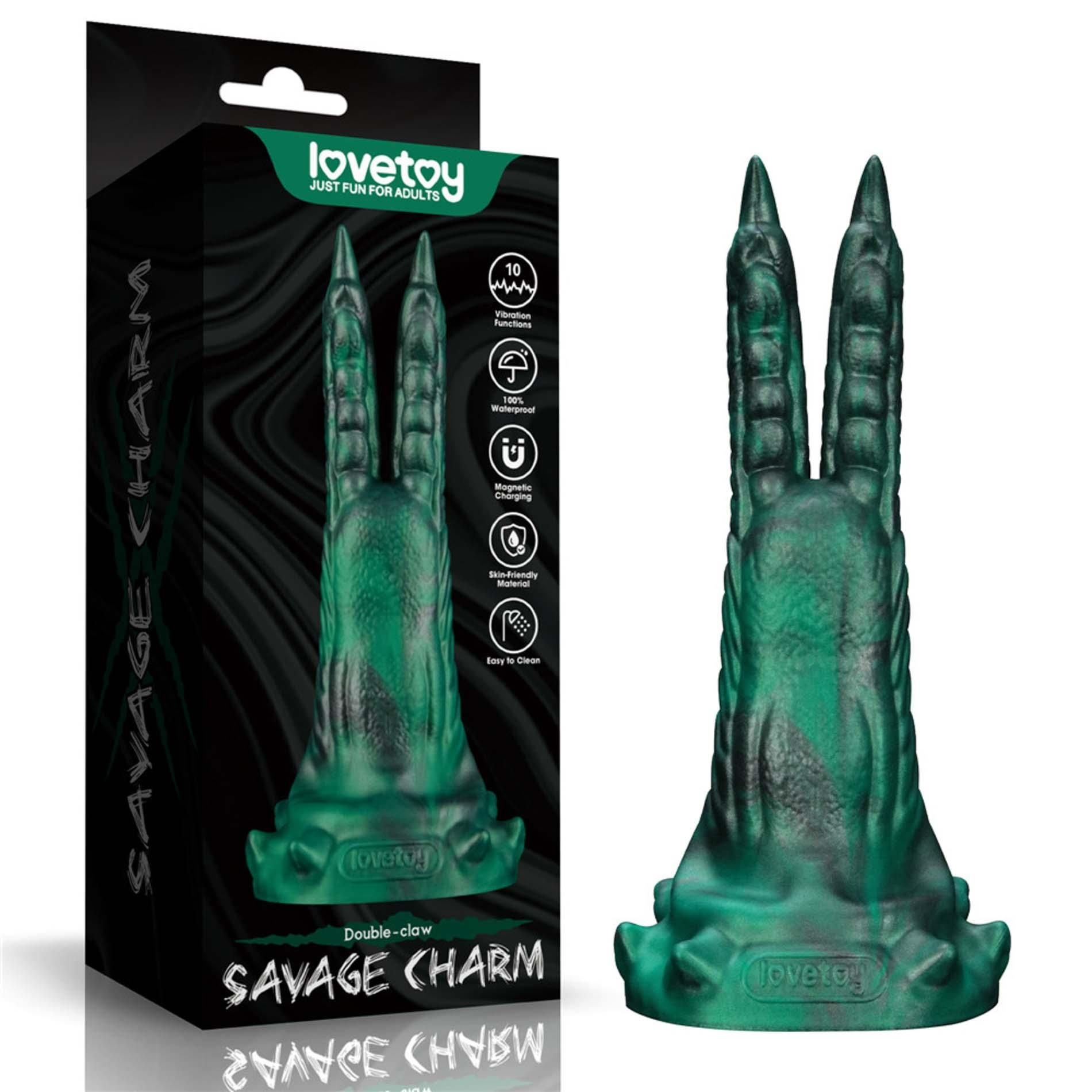 Dildo Silikonowy Savage Charm Double-claw Silicone Lovetoy Wibrujący | 100% ORYGINAŁ
