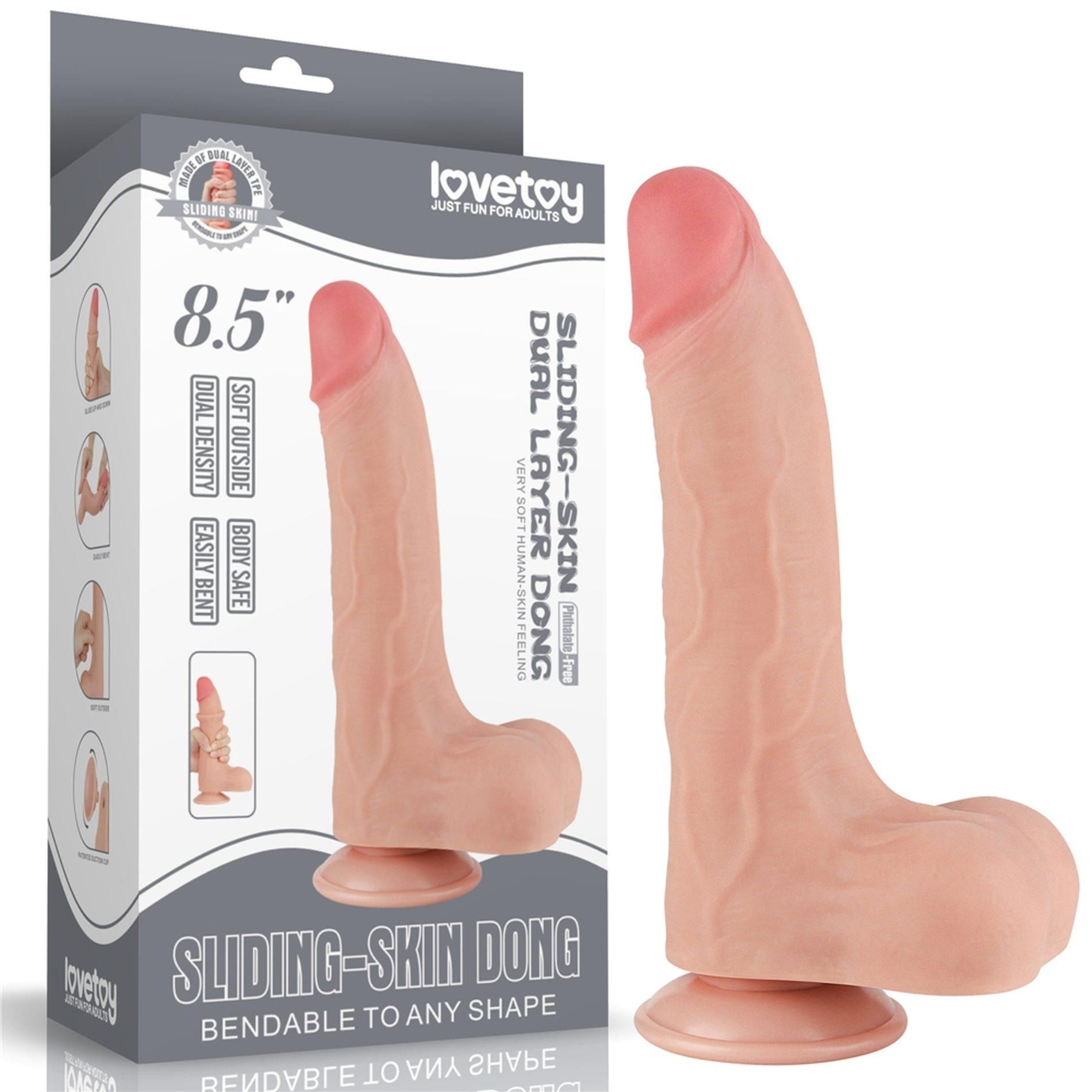 Dildo z Przyssawką Sliding Skin Dual Layer Lovetoy 21,6 Cm Cielisty | 100% ORYGINAŁ