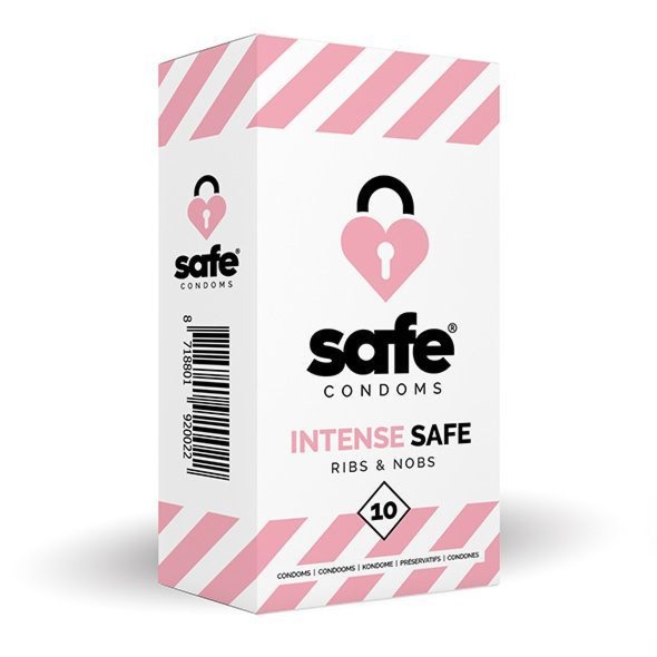 Prezerwatywy SAFE - Condoms Prążkowane z Wypustkami (1 op./ 10szt.)
