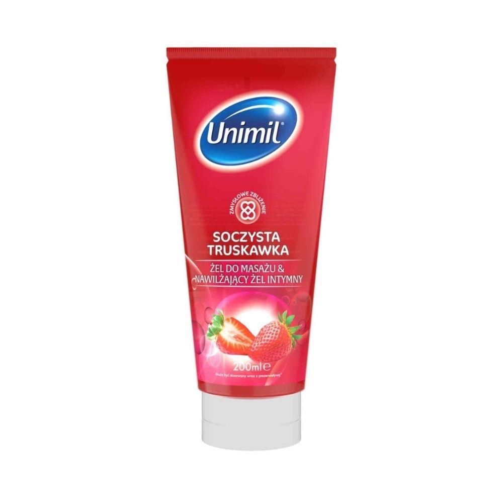 Żel Do Masażu Smakowy Truskawka (Strawberry) Unimil 200 ml
