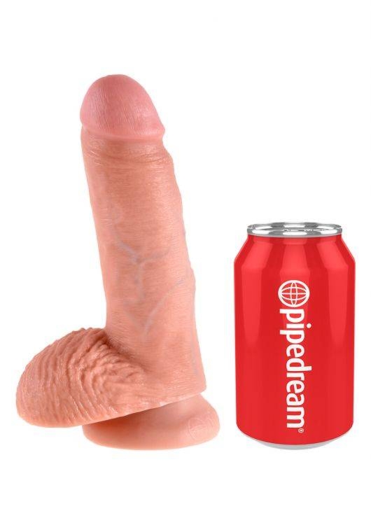 Dildo z Jądrami na Przyssawce 18cm Cielisty | 100% ORYGINAŁ