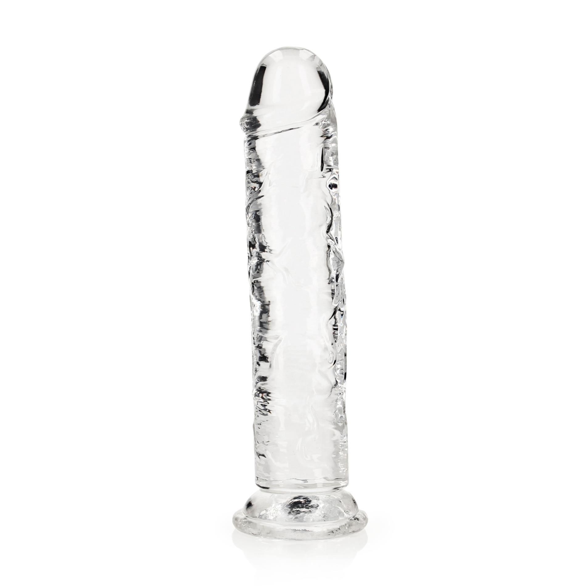 Proste Dildo z Przyssawką RealRock 23cm Przeźroczysty | 100% ORYGINAŁ| DYSKRETNA PRZESYŁKA