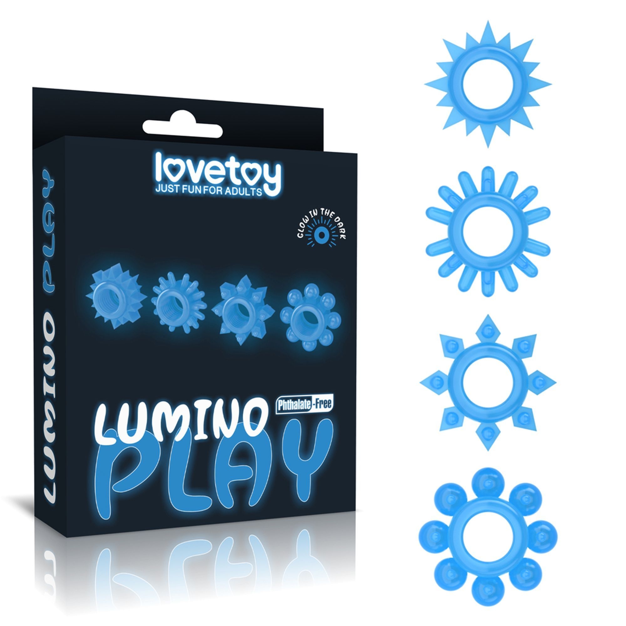 Zestaw Pierścieni Erekcyjnych Lumino Play 4szt. Niebieski | 100% ORYGINAŁ| DYSKRETNA PRZESYŁKA