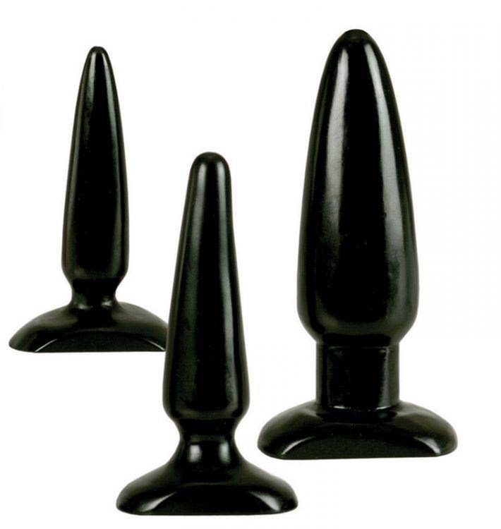 Zestaw 3 Stożkowych Korków Analnych Czarny | 100% ORYGINAŁ