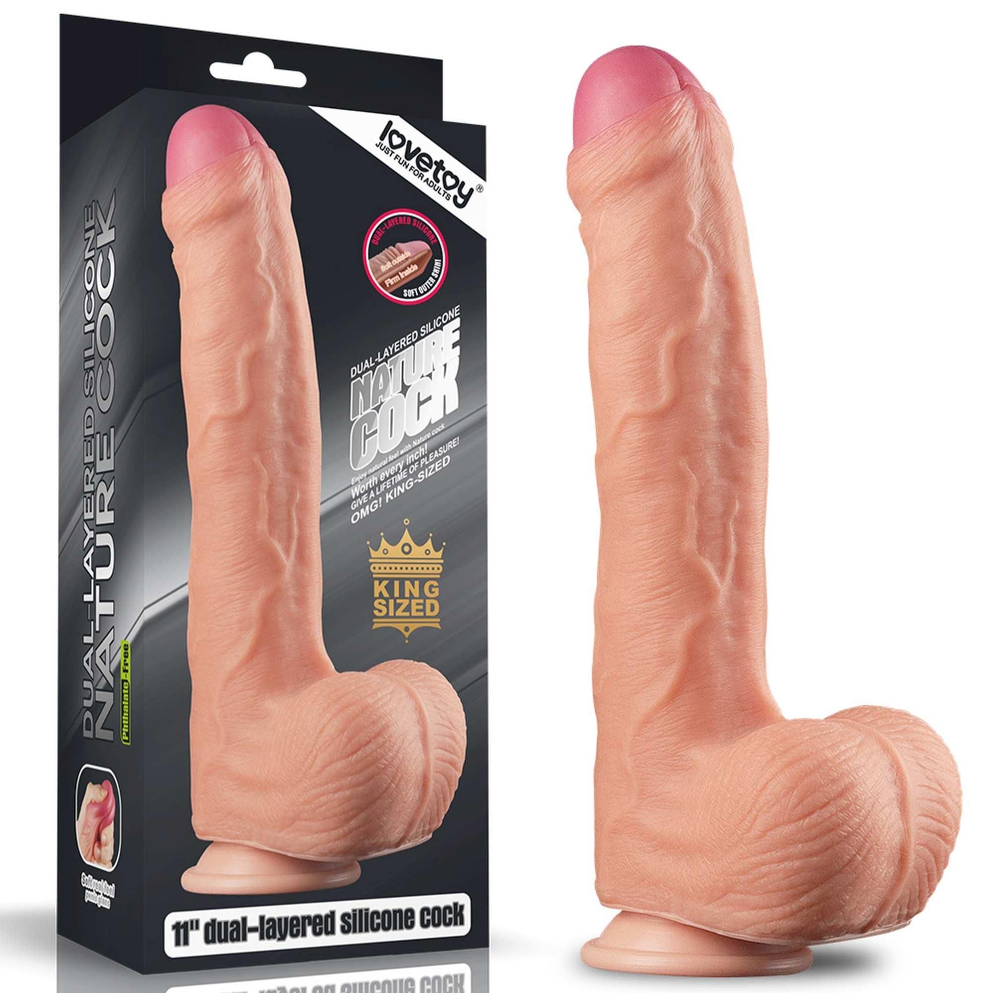 Dildo z Przyssawką Silikonowy Dual Layer Platinum Silicone Cock Lovetoy | 100% ORYGINAŁ| DYSKRETNA PRZESYŁKA