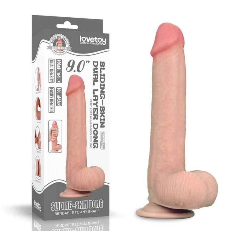 Dildo z Przyssawką i Ruchomą Skórą Lovetoy 23cm | 100% ORYGINAŁ| DYSKRETNA PRZESYŁKA