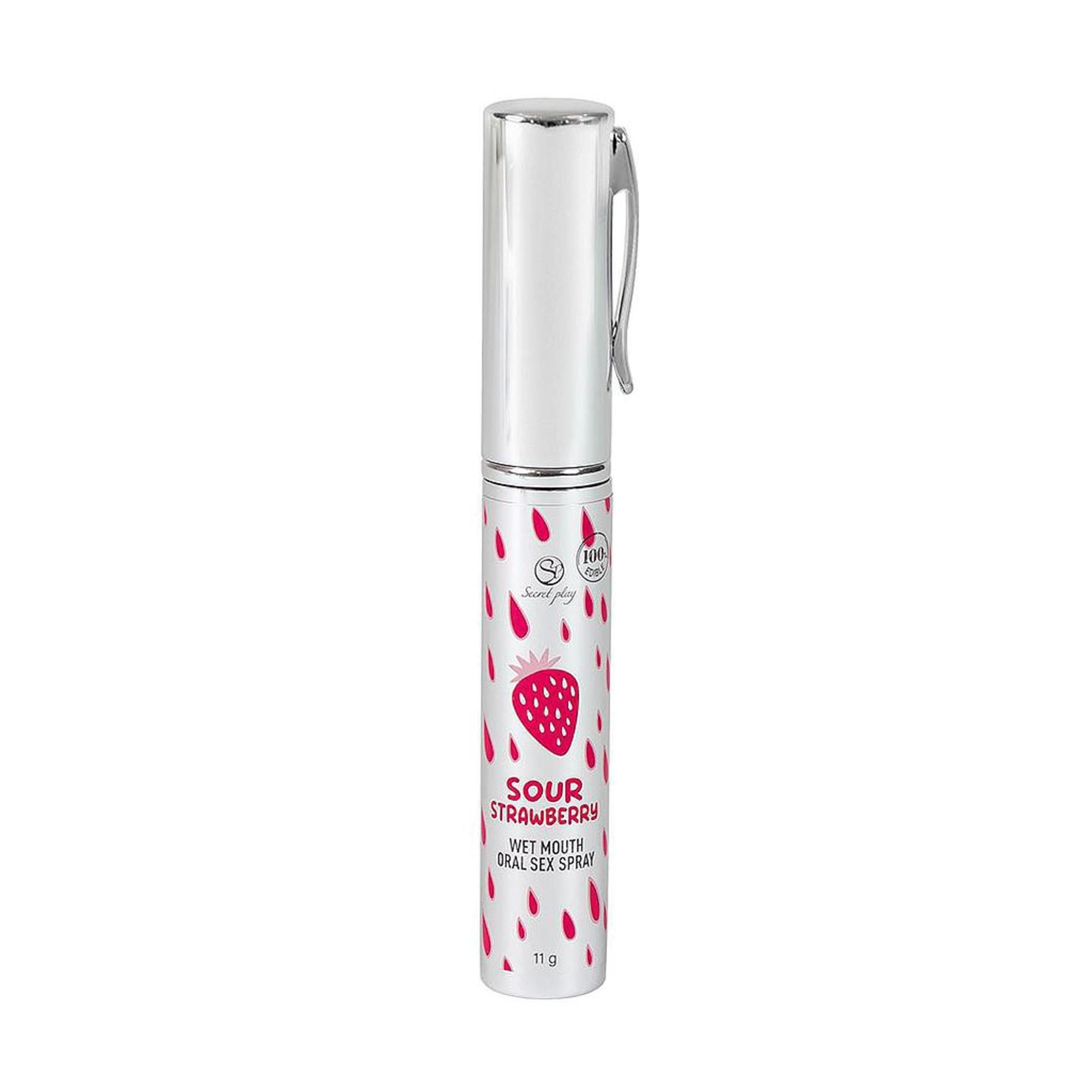 Spray Do Seksu Oralnego Kwaśna Truskawka (Sour Strawberry Wet Mouth) Secret Play