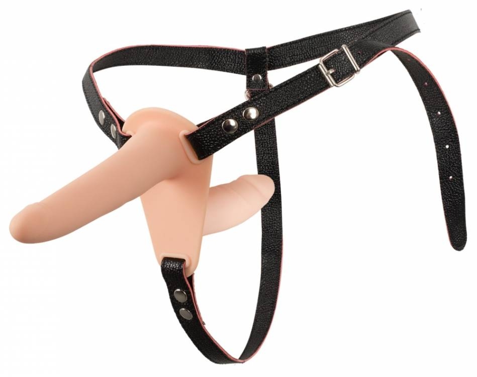 Silikonowy Strap-On Podwójny z Wibracjami Cielisty | 100% ORYGINAŁ| DYSKRETNA PRZESYŁKA