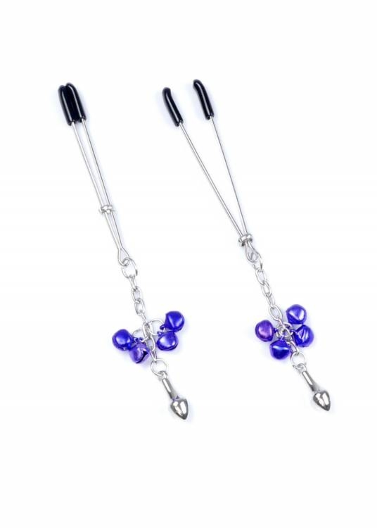 Regulowane Zaciski na Sutki z Dzwoneczkami Fioletowy