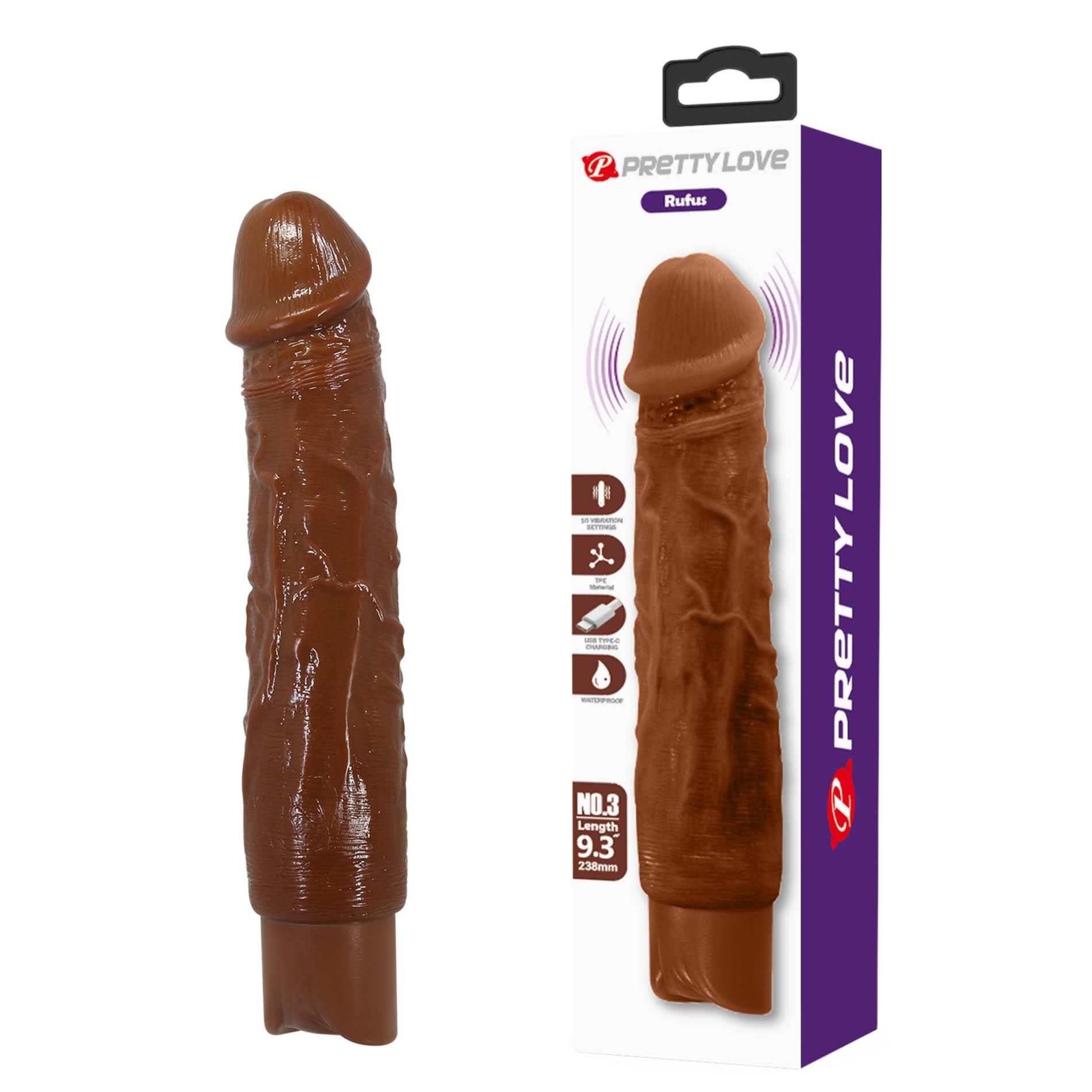 Wibrator Rufus Realistic Vibrating Dildo (brown Edition) Pretty Love | 100% ORYGINAŁ