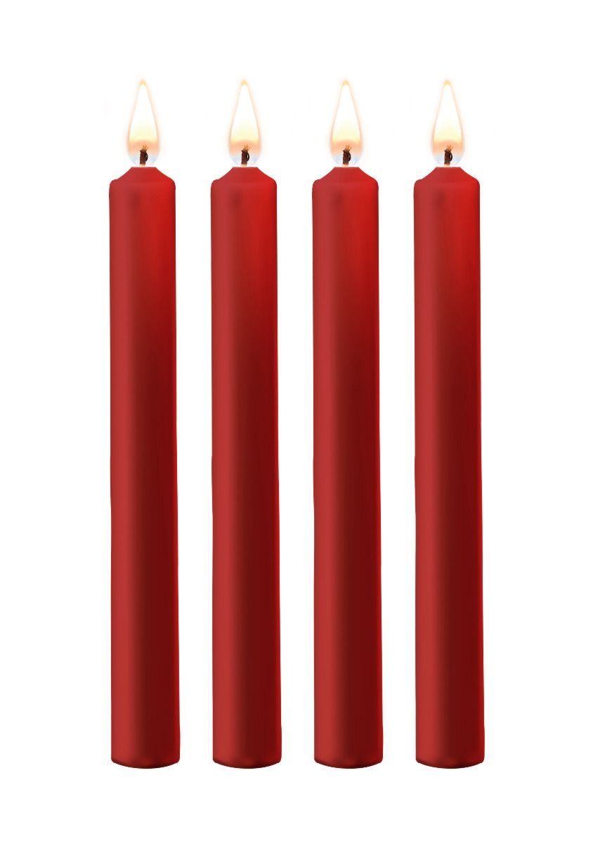 Teasing Wax Candles Large 4-Pack Red - Czerwony Zestaw Długich Świec Do Bdsm Ouch! by Shots