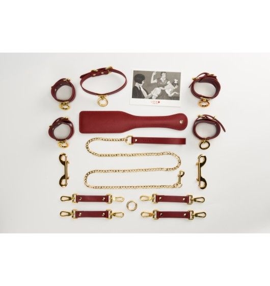 Zestaw Czerwonych Skórzanych Akcesoriów Upko Leather Kinky Tools Set Red UPKO