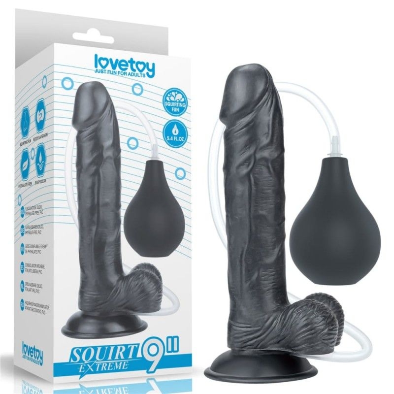 Penis z Wytryskiem Dildo Duże 23cm Czarny | 100% ORYGINAŁ